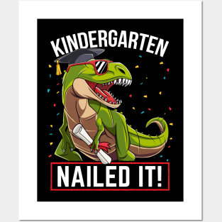 Dinosaur T-Rex Kindergarten Graduation Gift Posters and Art